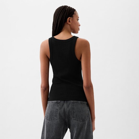 Gap Rib Halter Top in Black - Size L - Picture 7 of 8